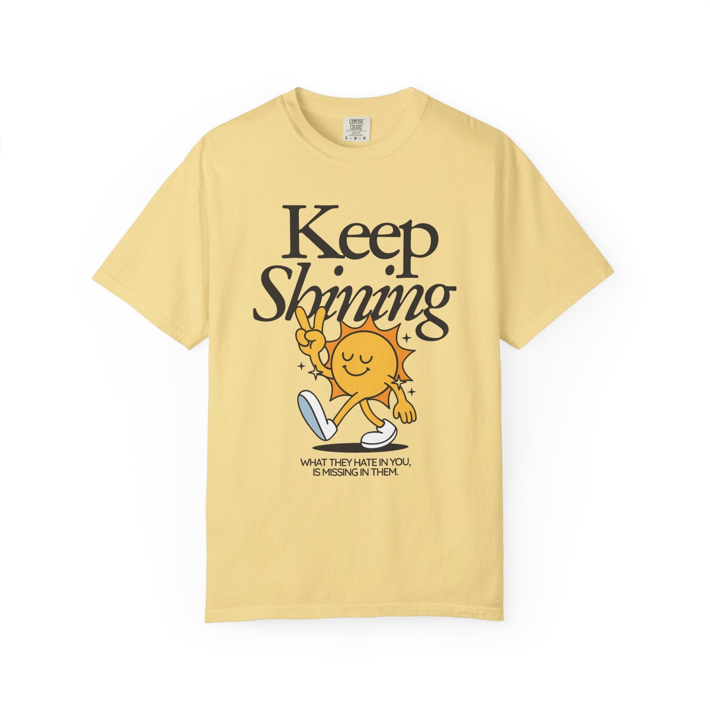 Keep Shining T-Shirt — Retro Sun Graphic Tee with Positive Quote