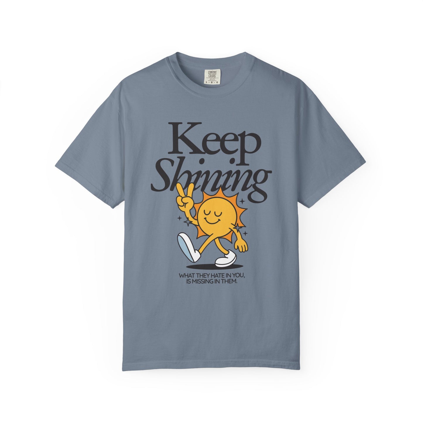 Keep Shining T-Shirt — Retro Sun Graphic Tee with Positive Quote