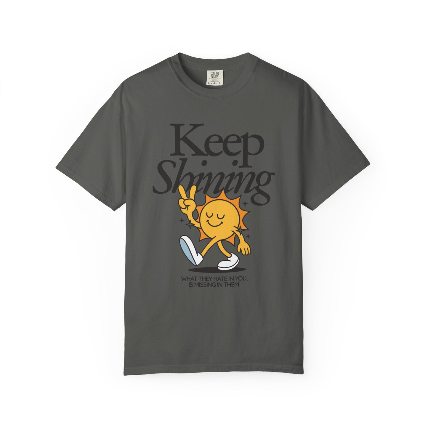 Keep Shining T-Shirt — Retro Sun Graphic Tee with Positive Quote