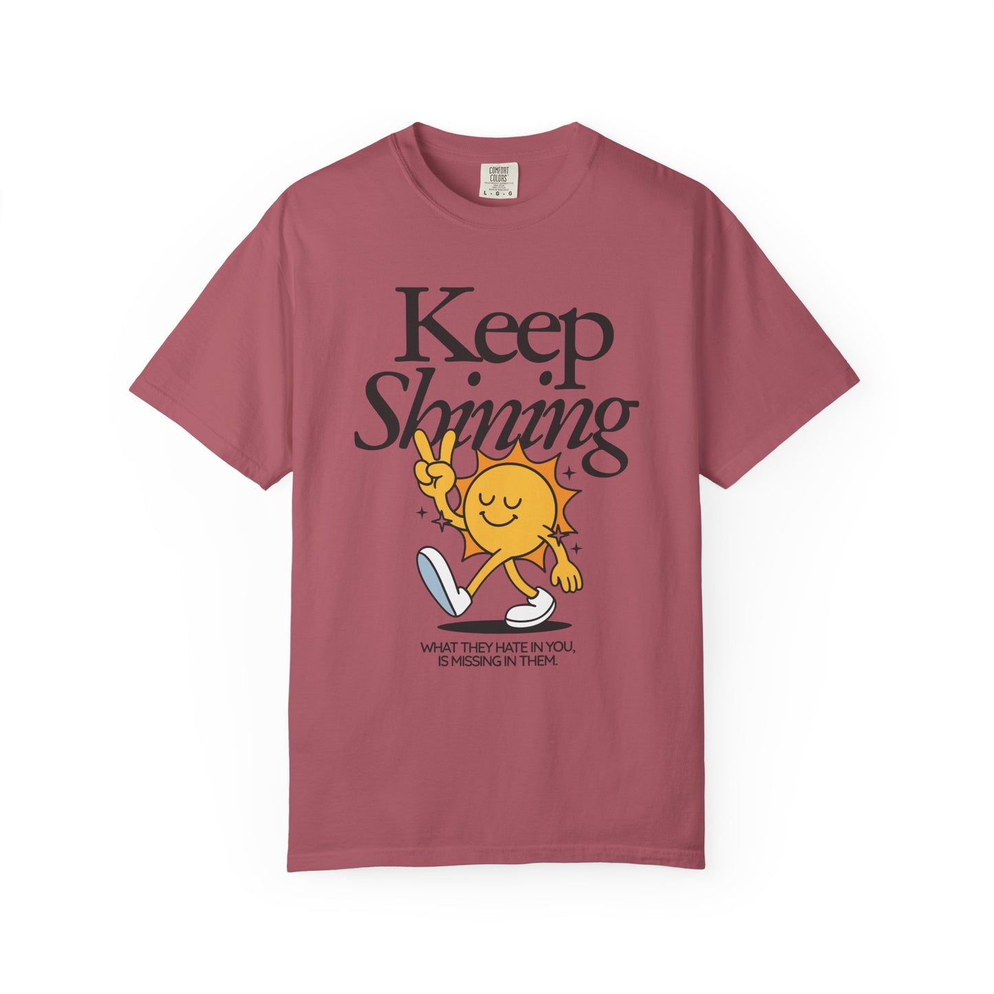 Keep Shining T-Shirt — Retro Sun Graphic Tee with Positive Quote