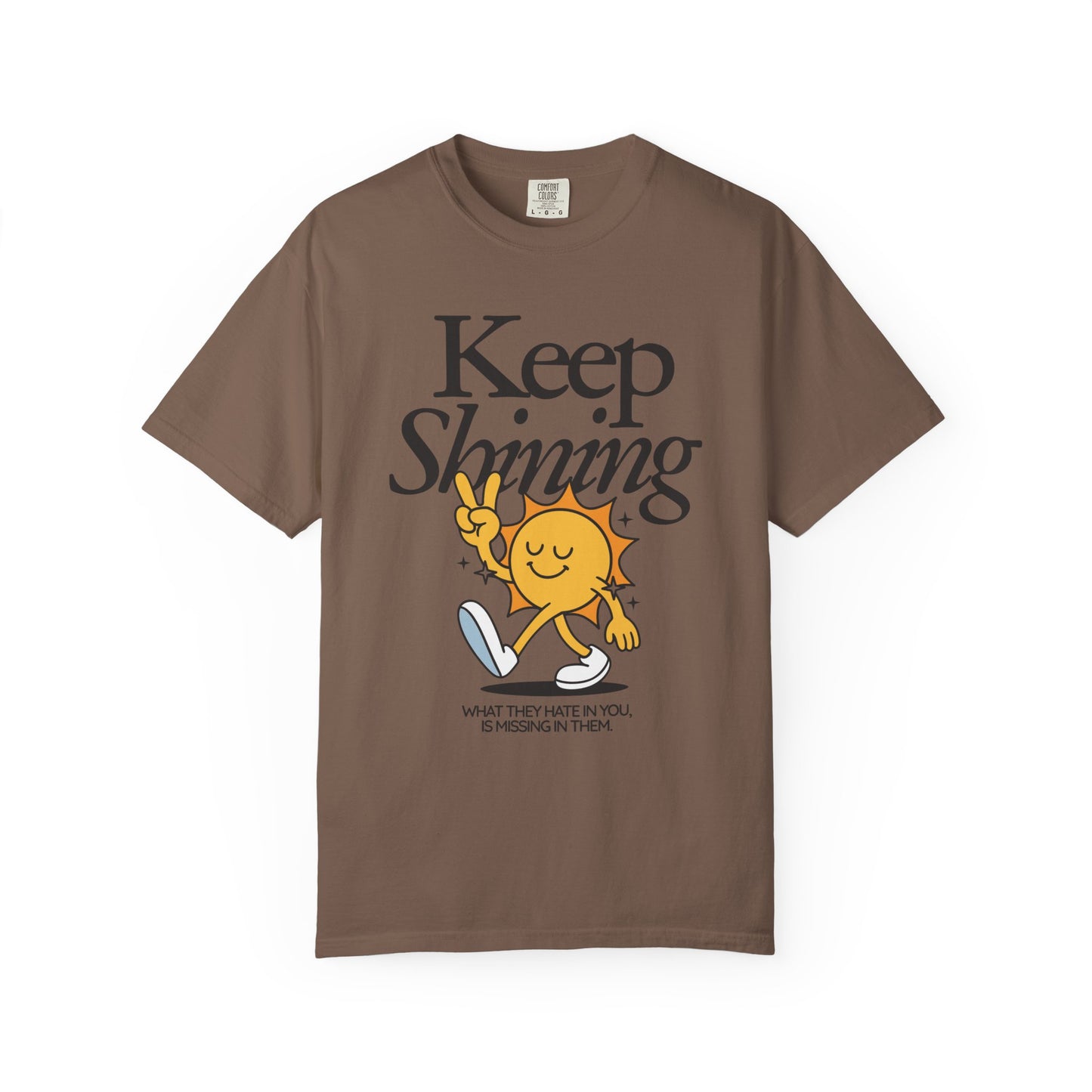Keep Shining T-Shirt — Retro Sun Graphic Tee with Positive Quote