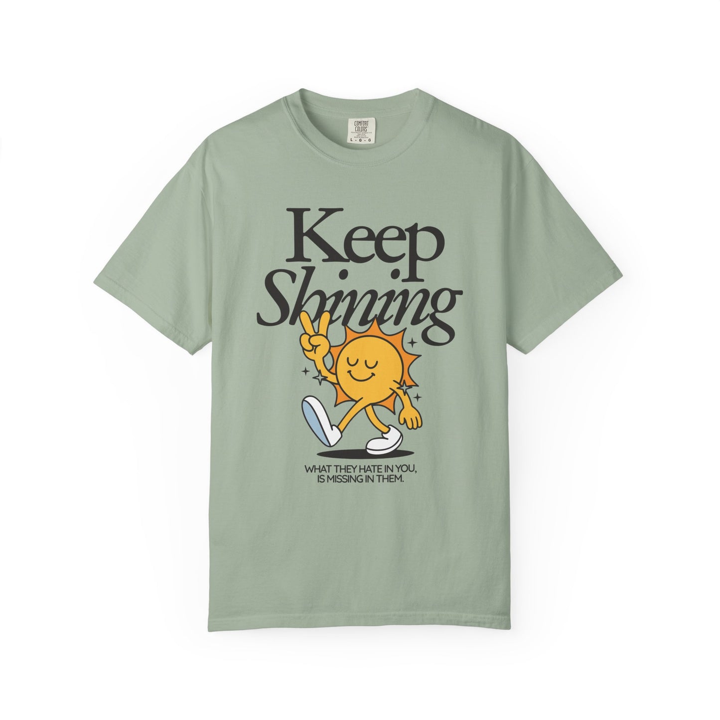 Keep Shining T-Shirt — Retro Sun Graphic Tee with Positive Quote