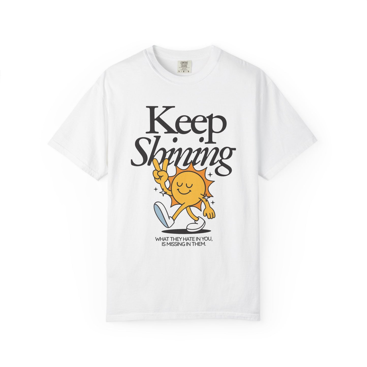 Keep Shining T-Shirt — Retro Sun Graphic Tee with Positive Quote