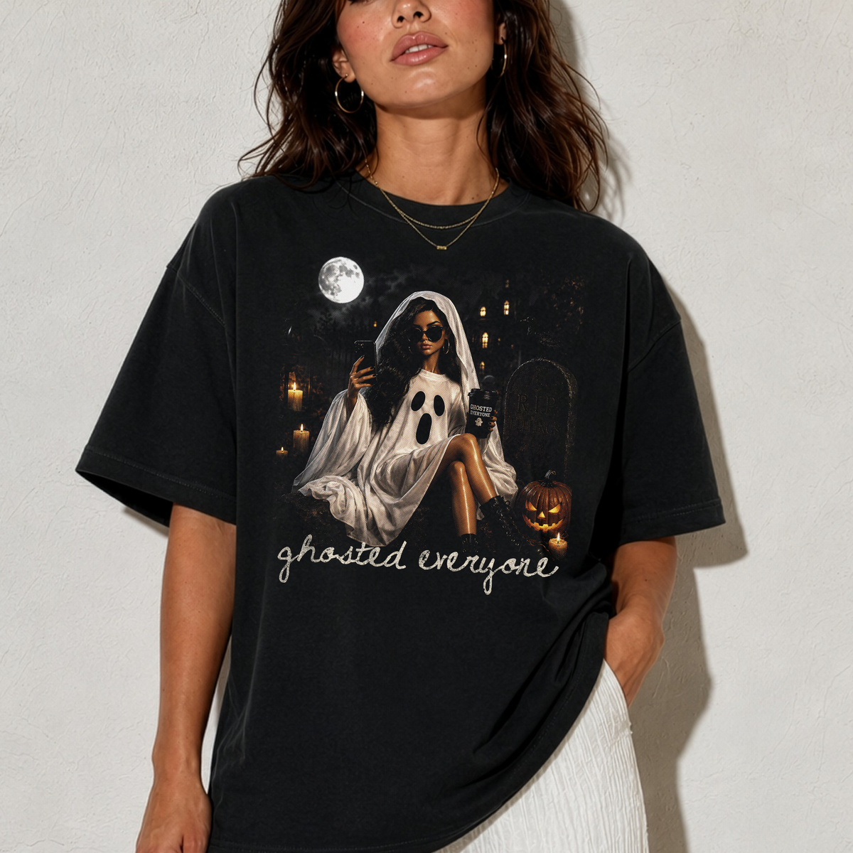 Ghosted Everyone T‑Shirt — Vintage Halloween Ghost Graphic Tee